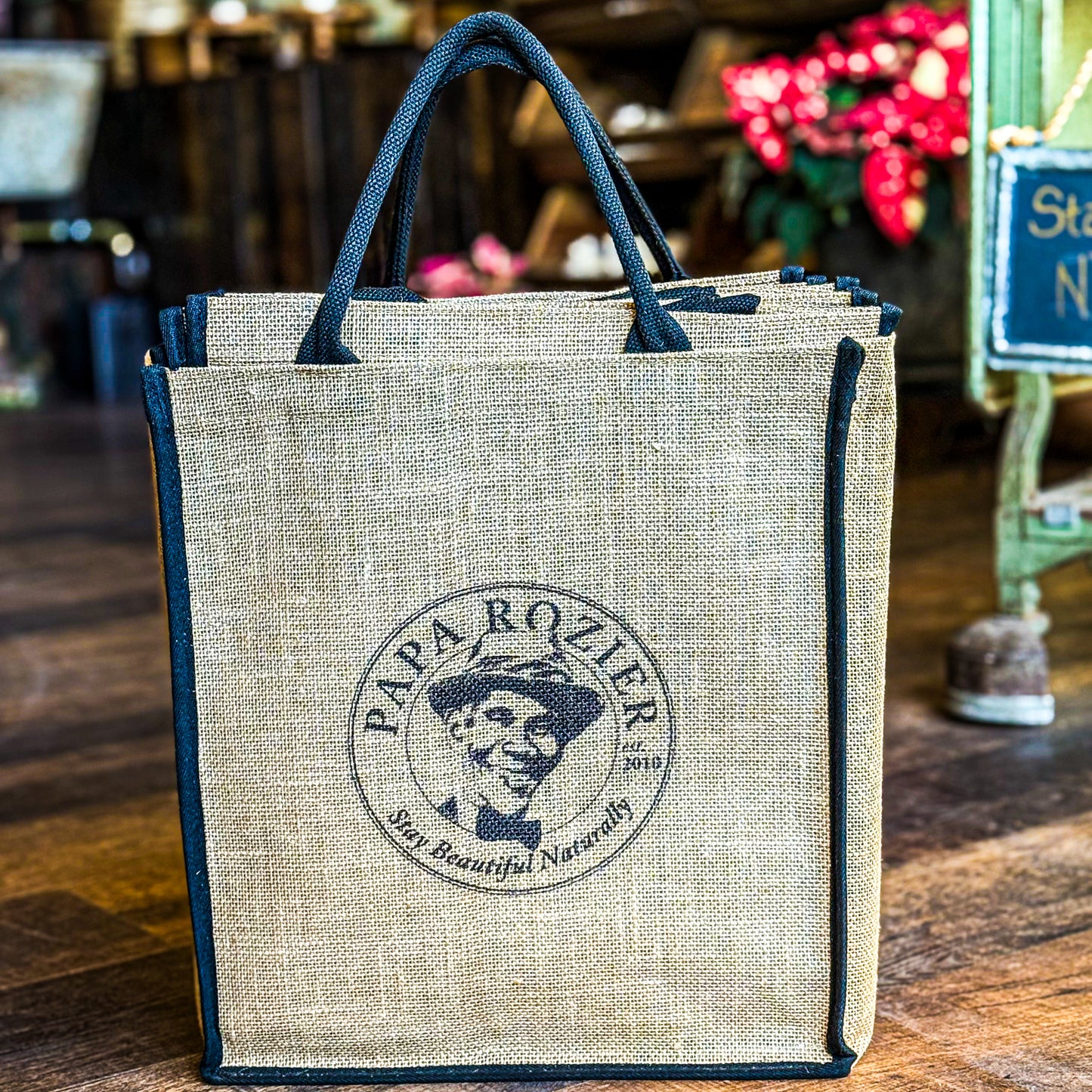 100% Burlap Tote Shopping Bag